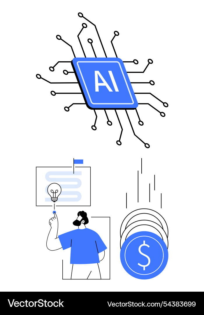 Integration of ai technology in innovative Integration of ai technology in innovative vector image