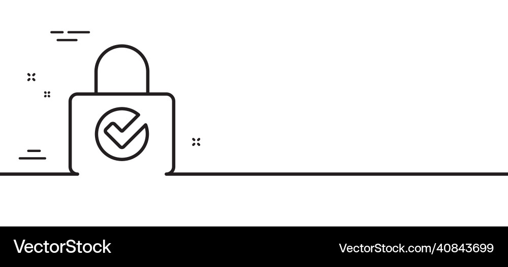 Lock with check line icon private locker sign Lock with check line icon private locker sign vector image
