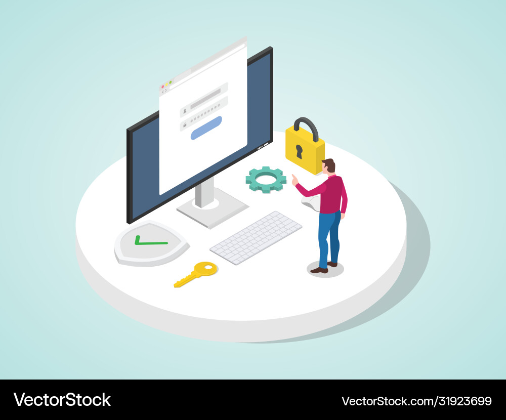 Man access application log in with password Man access application log in with password vector image