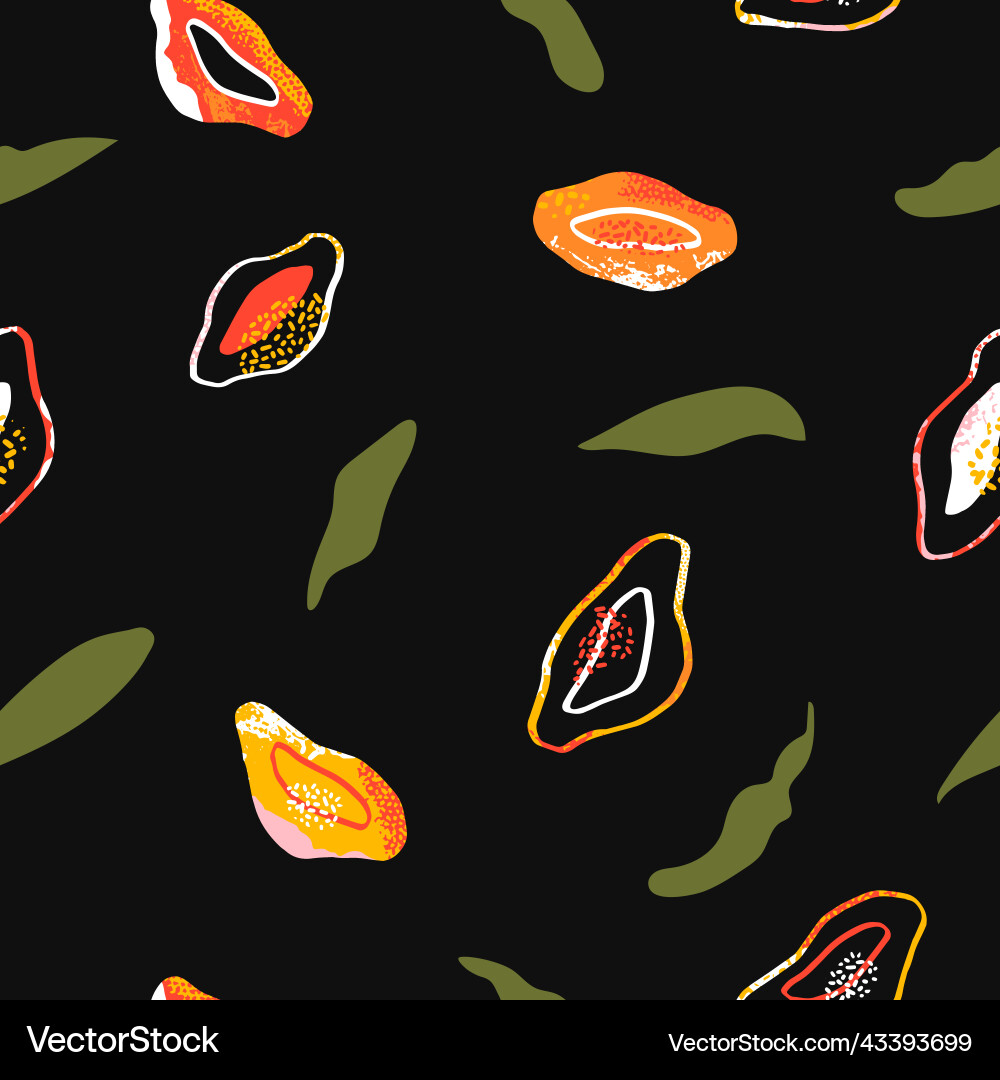 Mango seamless pattern with whole and sliced Mango seamless pattern with whole and sliced Vector Image