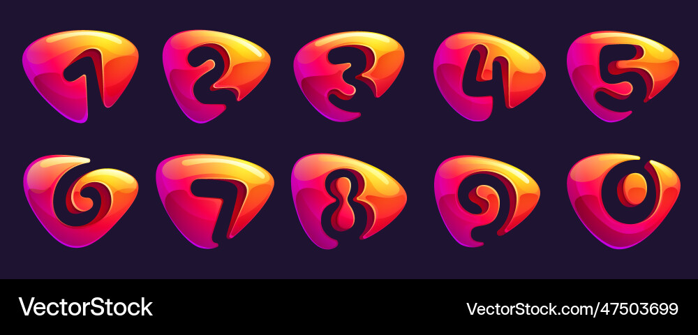 Numbers set cut out of triangle sphere shape Numbers set cut out of triangle sphere shape vector image