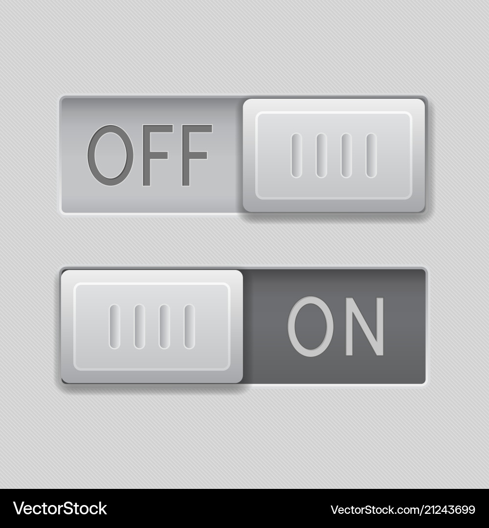 On and off toggle switch slider buttons rectangle vector image