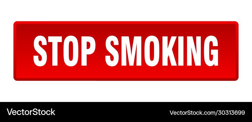 Stop smoking button square red push vector image