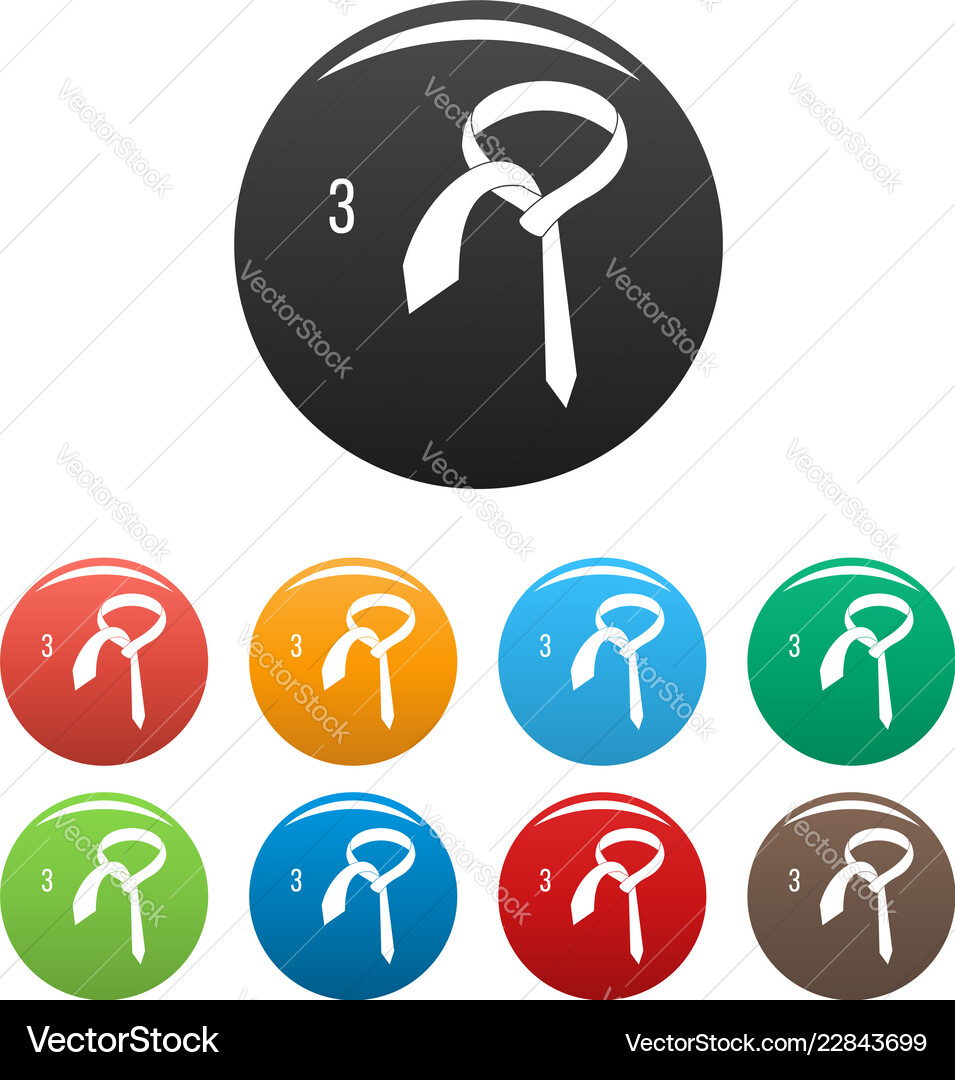Tie instruction icons set color Tie instruction icons set color vector image