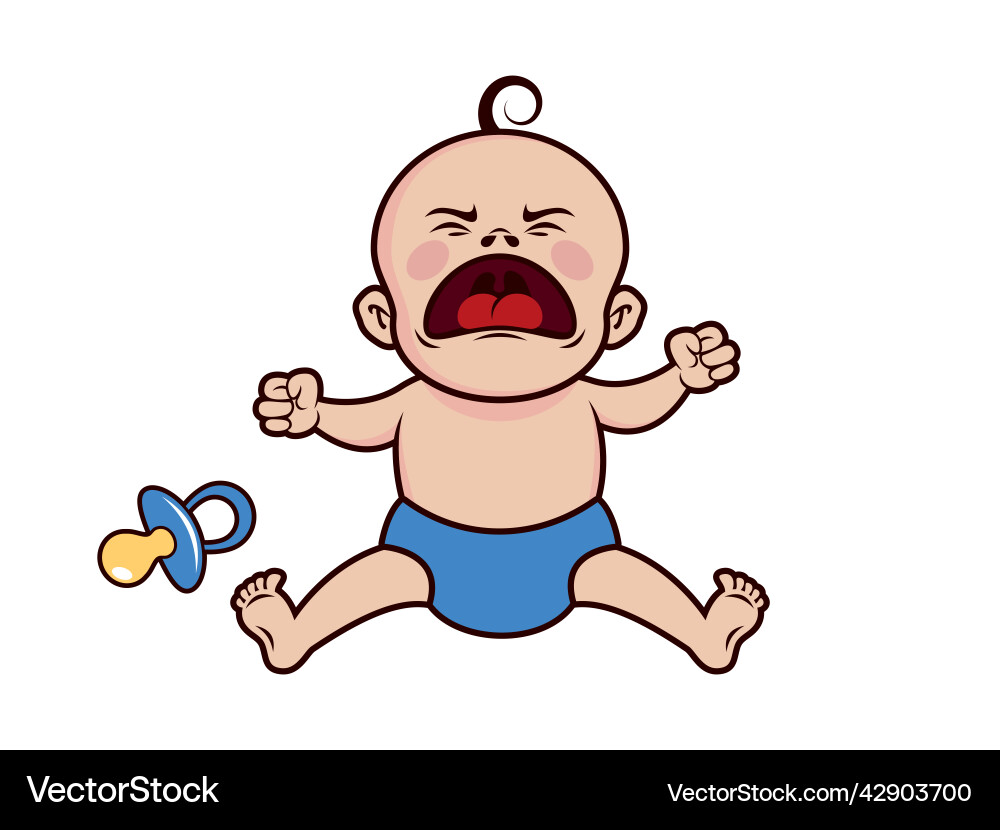 Angry Crying Baby Boy with Pacifier Vector Image