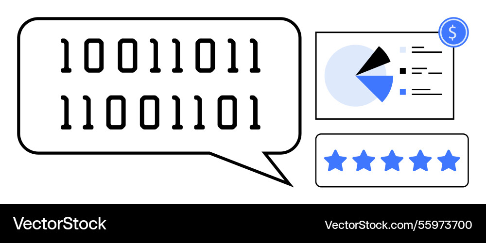 Binärcode in Sprachblase mit Analytik Binärcode in Sprachblase mit Analytik vektorbild