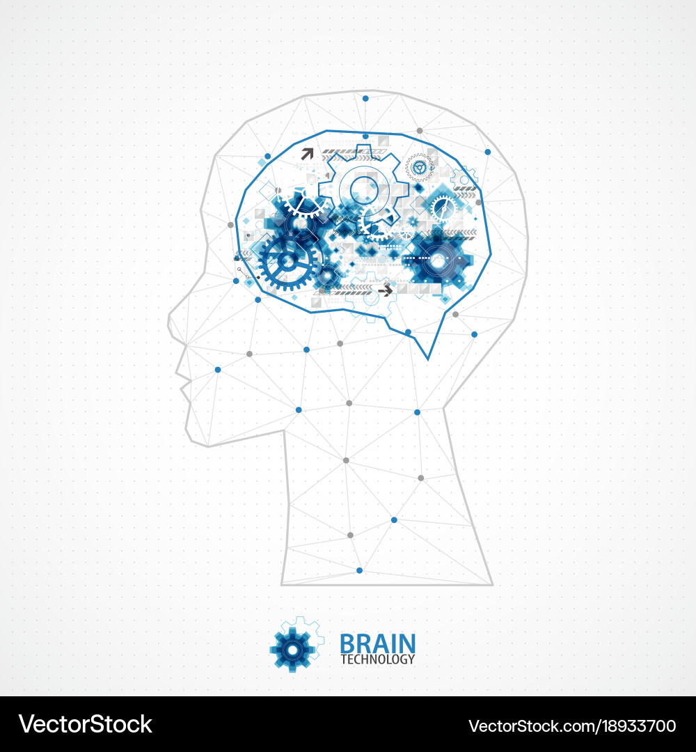 Creative brain concept background with triangular Vector Image