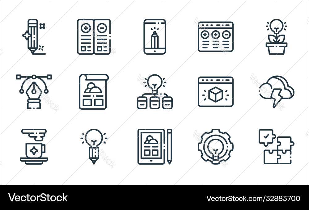 Design thinking line icons linear set quality Design thinking line icons linear set quality vector image