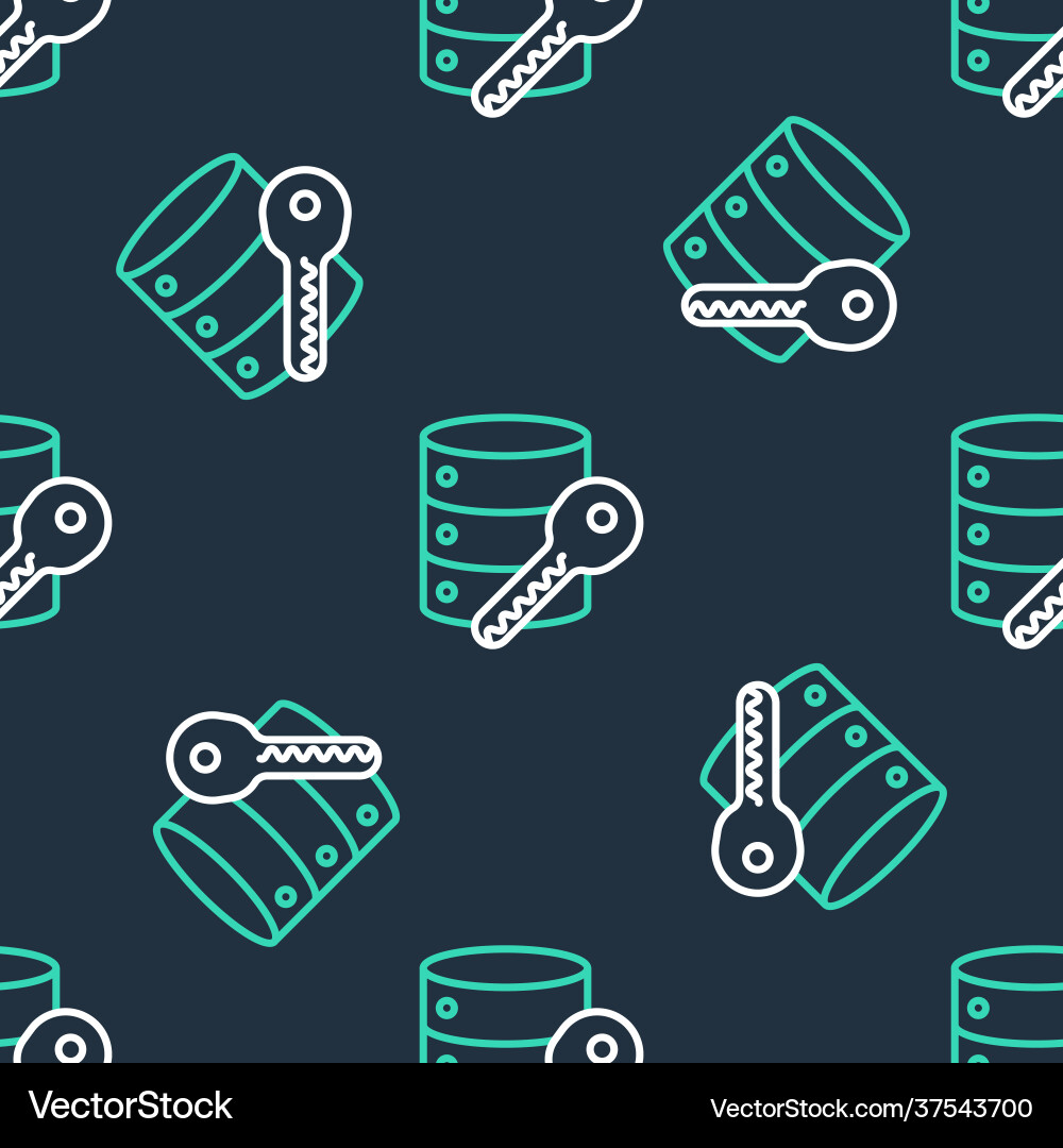 Line server security with key icon isolated Line server security with key icon isolated Vector Image