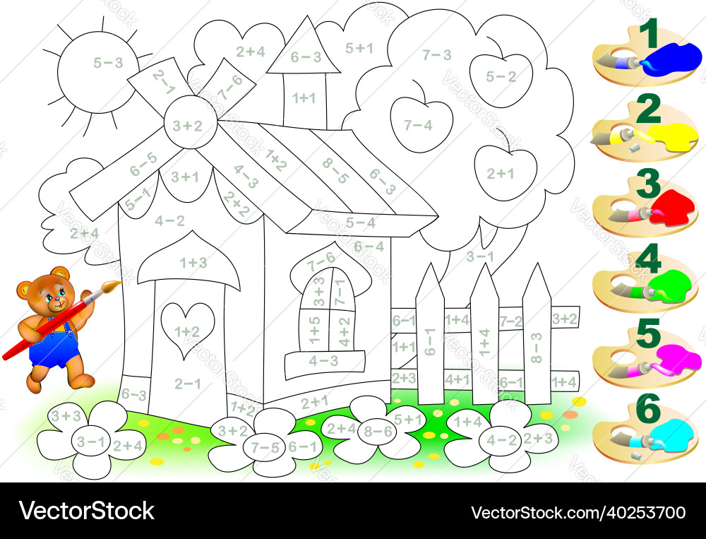 Mathematical exercises for children on addition Vector Image