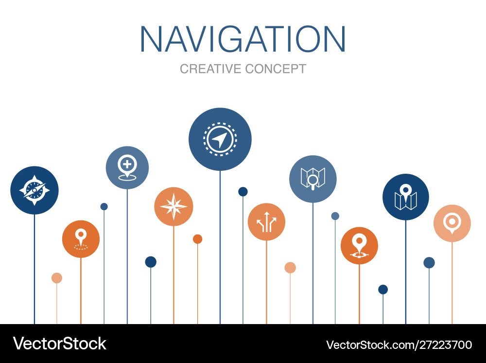 Navigation infographic 10 steps template location Vector Image