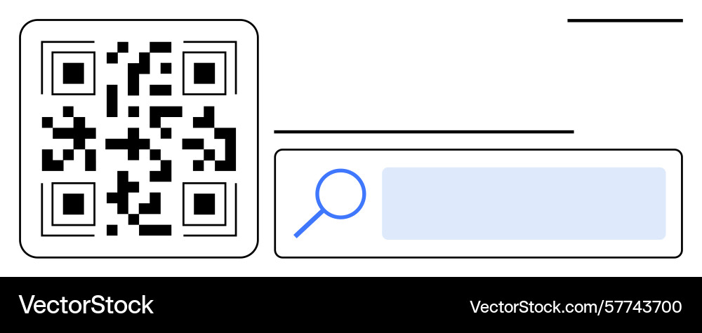 Qr code with search bar for quick scan and digital vector image