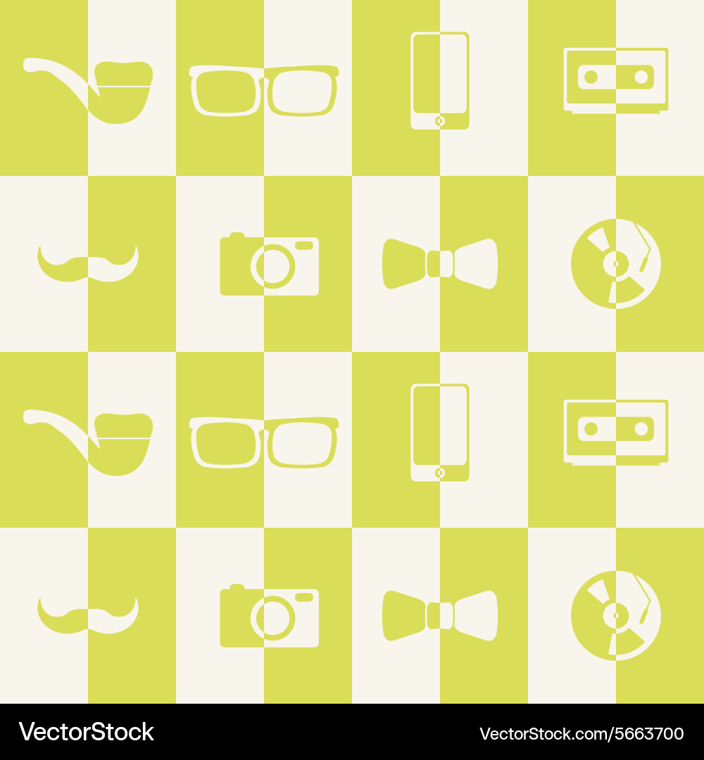 Seamless background with different hipster objects Vector Image