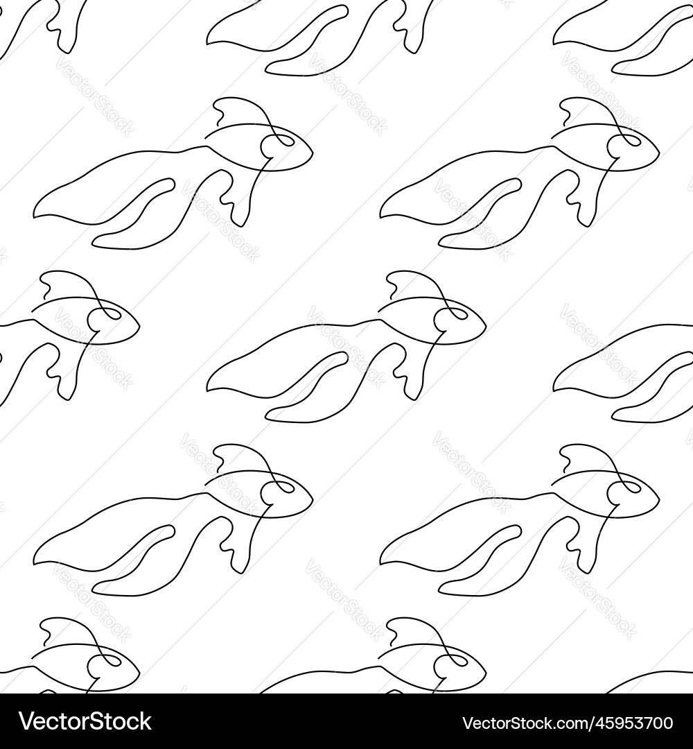 Seamless pattern with fish in line Seamless pattern with fish in line vector image