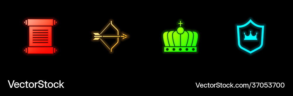 Set decree parchment scroll medieval bow Vector Image