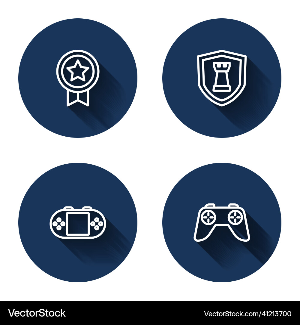 Set line game rating with medal chess shield Vector Image