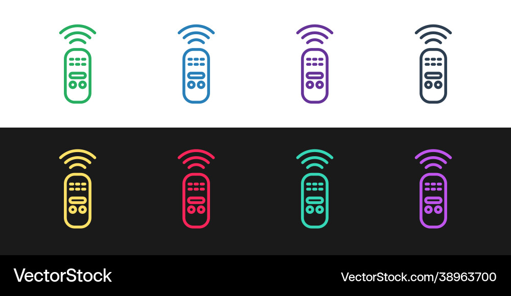 Set line smart remote control system icon isolated vector image