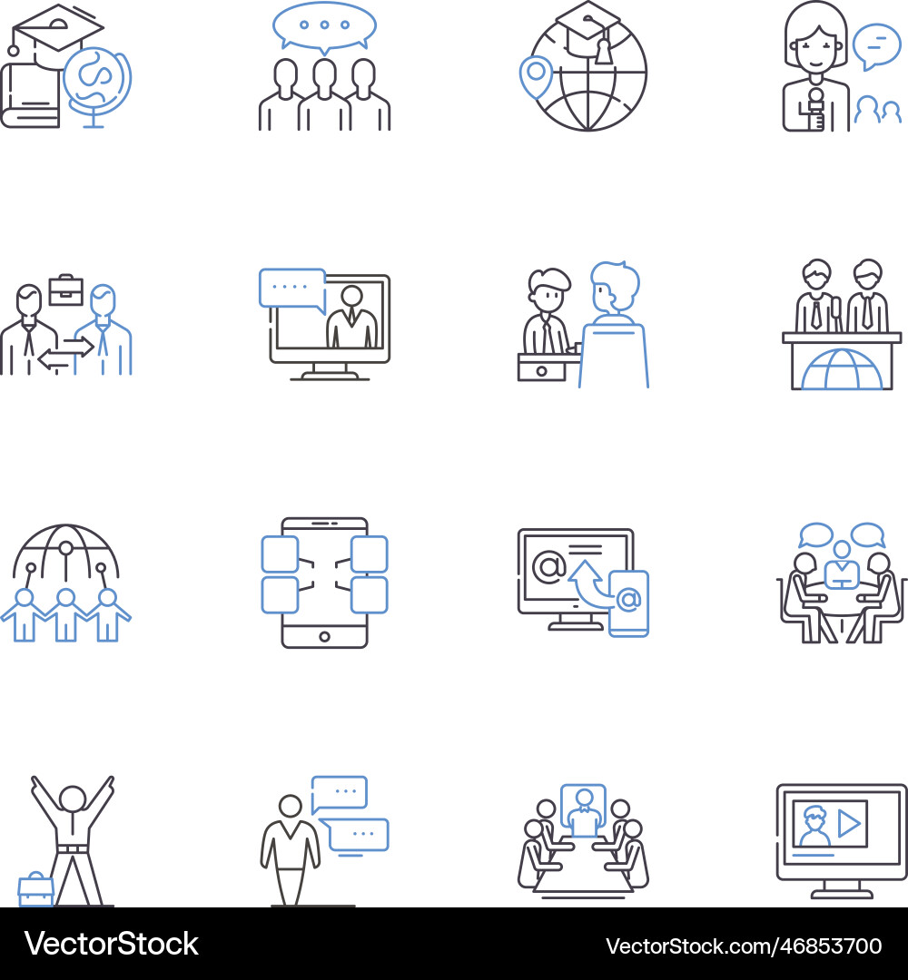 Showcasing line icons collection displaying Showcasing line icons collection displaying Vector Image