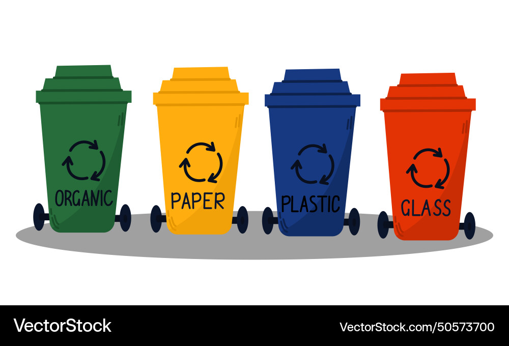 Sorting and recycling garbage by material Sorting and recycling garbage by material vector image