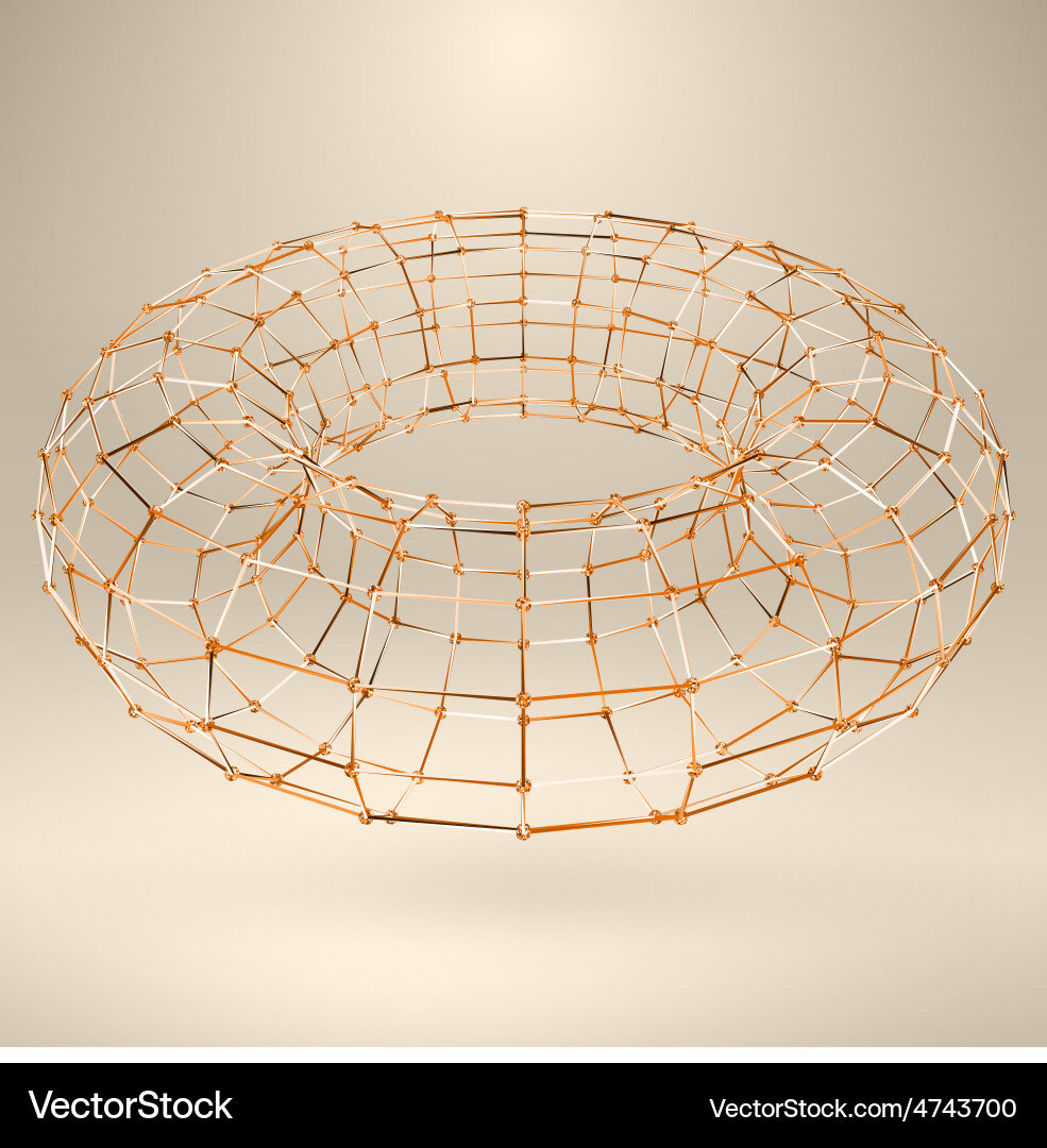 Wireframe polygonal element 3d torus with diamonds vector image
