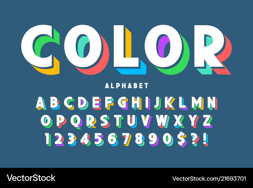 3D Alphabet Letter Set - Bold & Colorful vector image