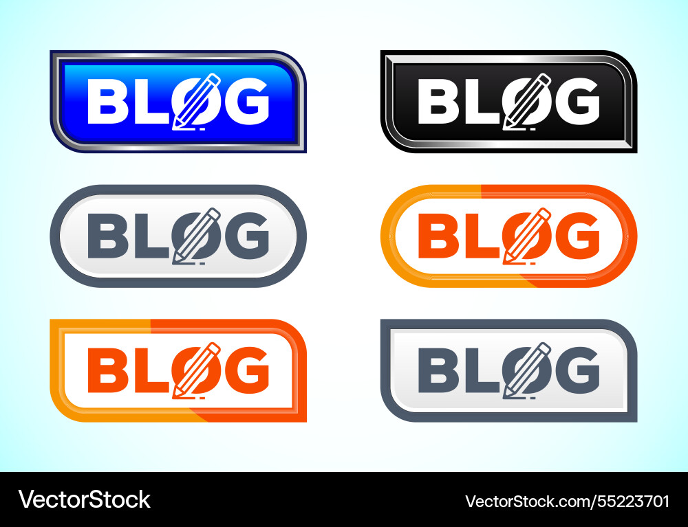 Blog button set of different shapes and colors Vector Image