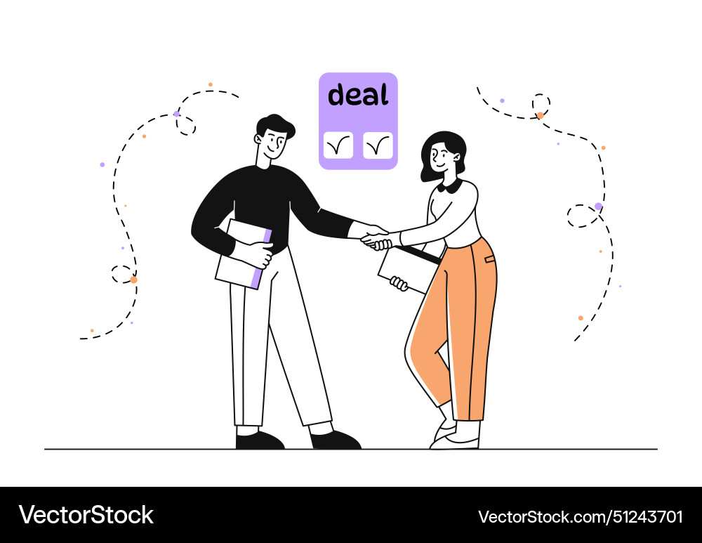 Business partners shake hands simple vector image