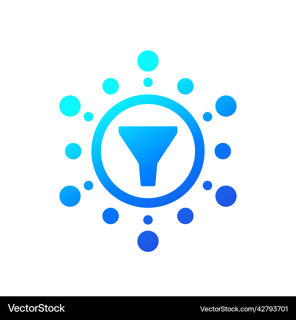 Data filtering icon with funnel vector image
