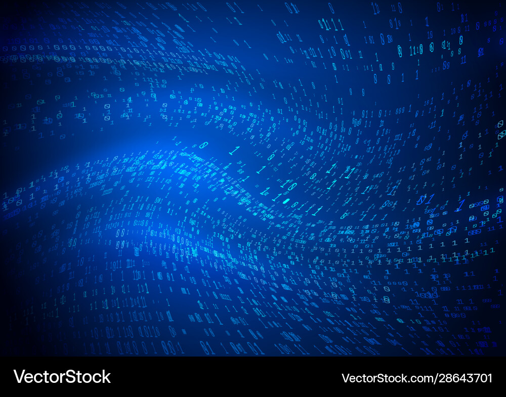 Digital binary code waves abstract technology Digital binary code waves abstract technology Vector Image