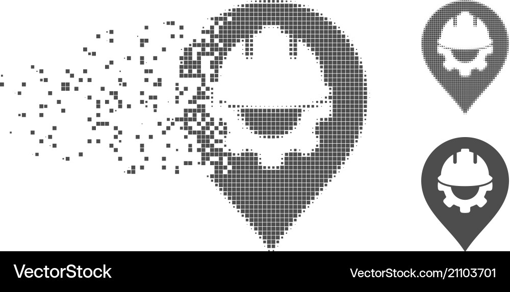 Disintegrating pixel halftone development helmet Disintegrating pixel halftone development helmet vector image