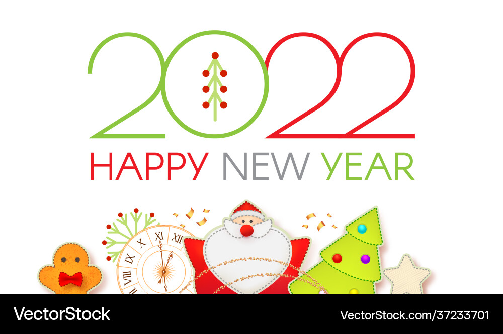 Happy 2022 new year christmas cute design template Happy 2022 new year christmas cute design template vector image