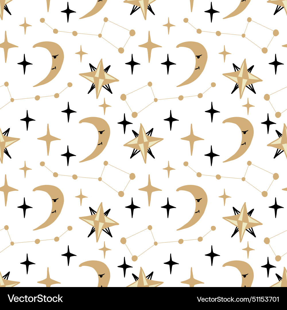 Magic celestial seamless pattern hand drawn Vector Image