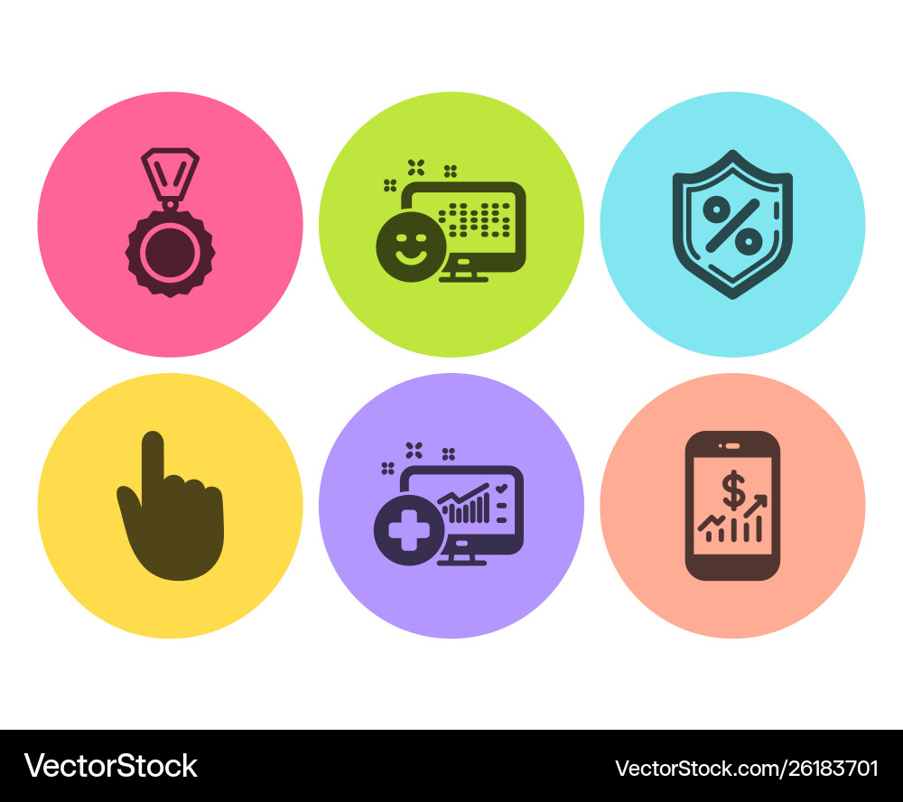 Medal medical analytics and smile icons set loan Medal medical analytics and smile icons set loan vector image