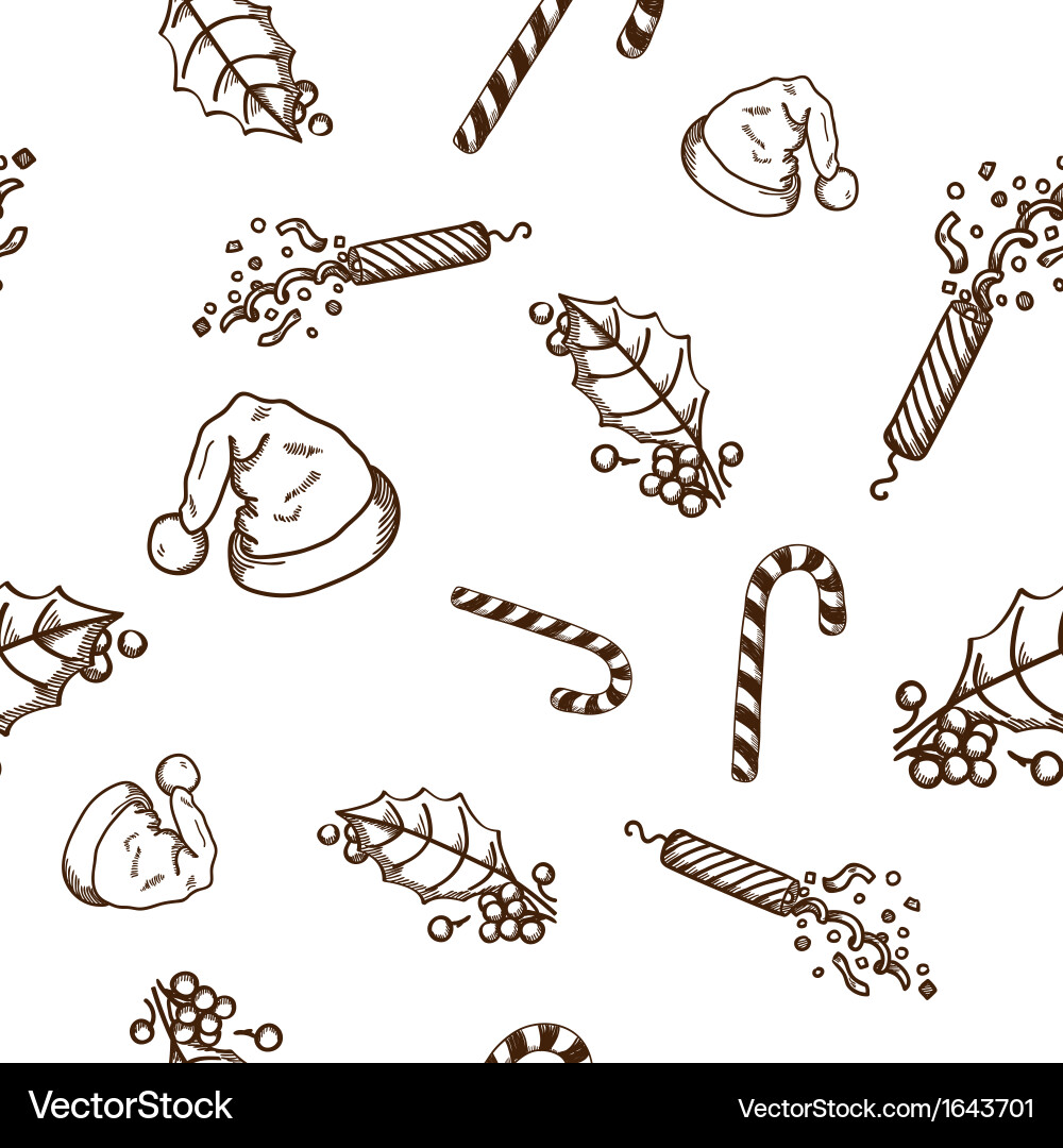 Seamless pattern of christmas and new year objects vector image
