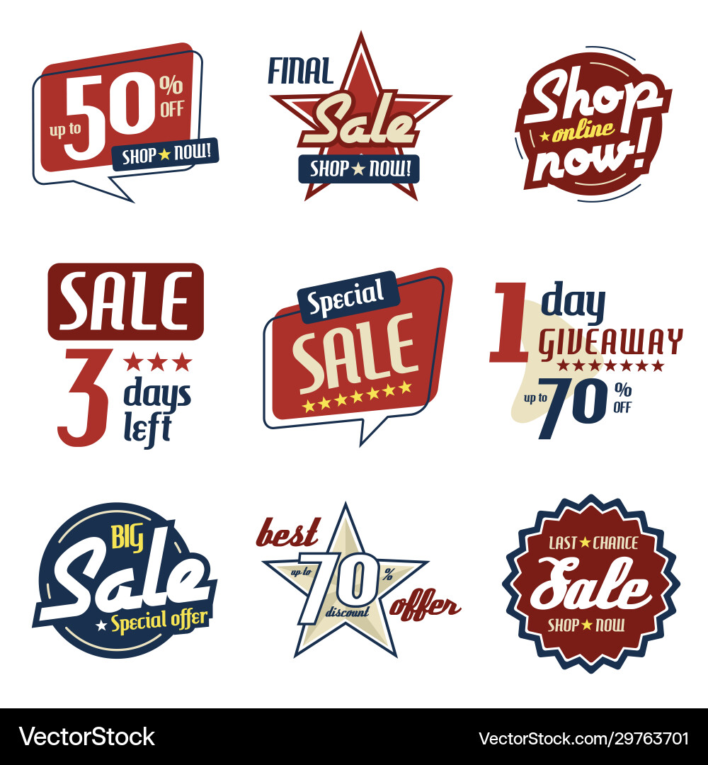 Set american style sale signboards and badges Vector Image