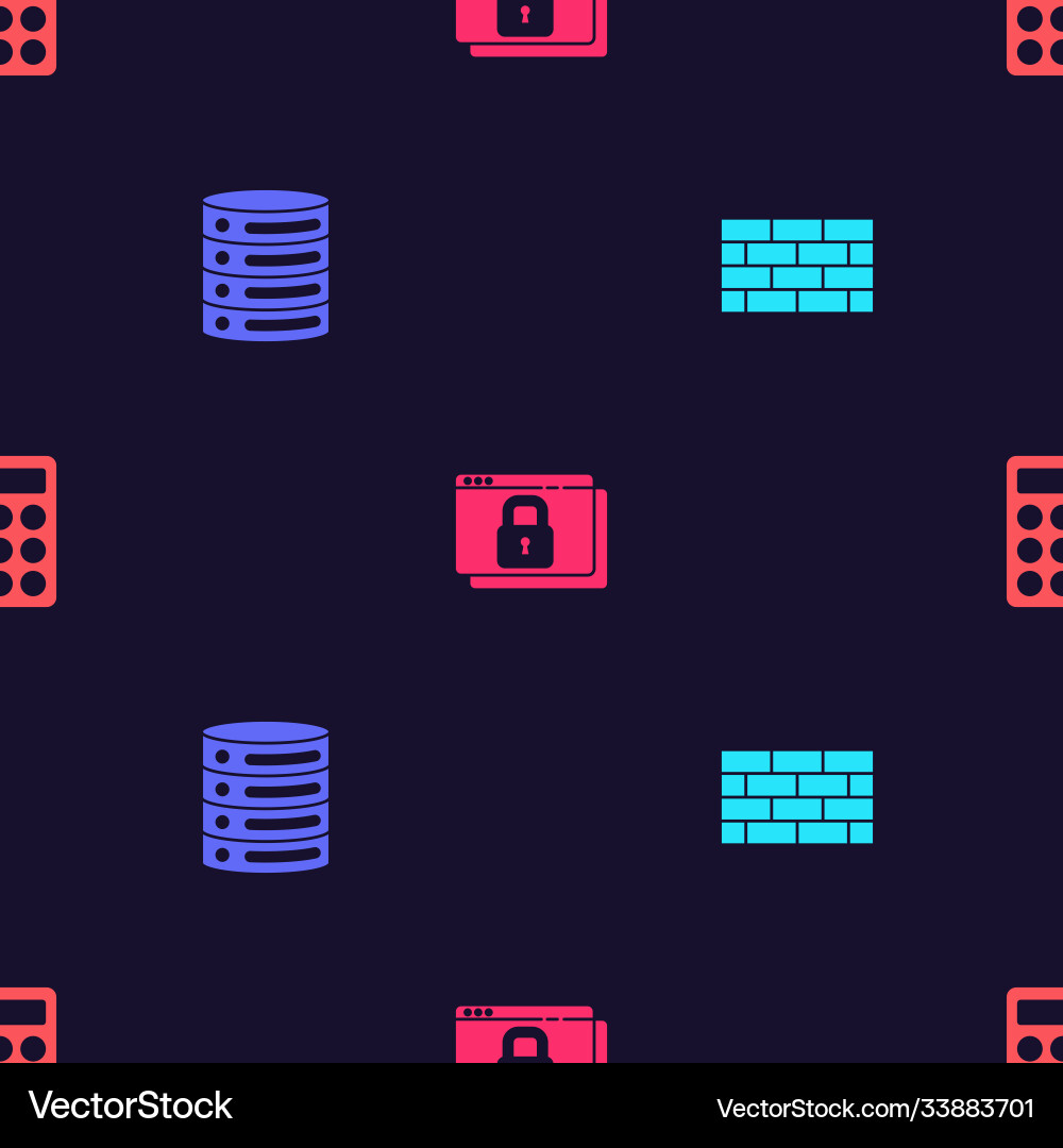 Set firewall security wall server data web Vector Image