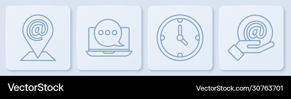 Set line location and mail e-mail clock chat Set line location and mail e-mail clock chat vector image