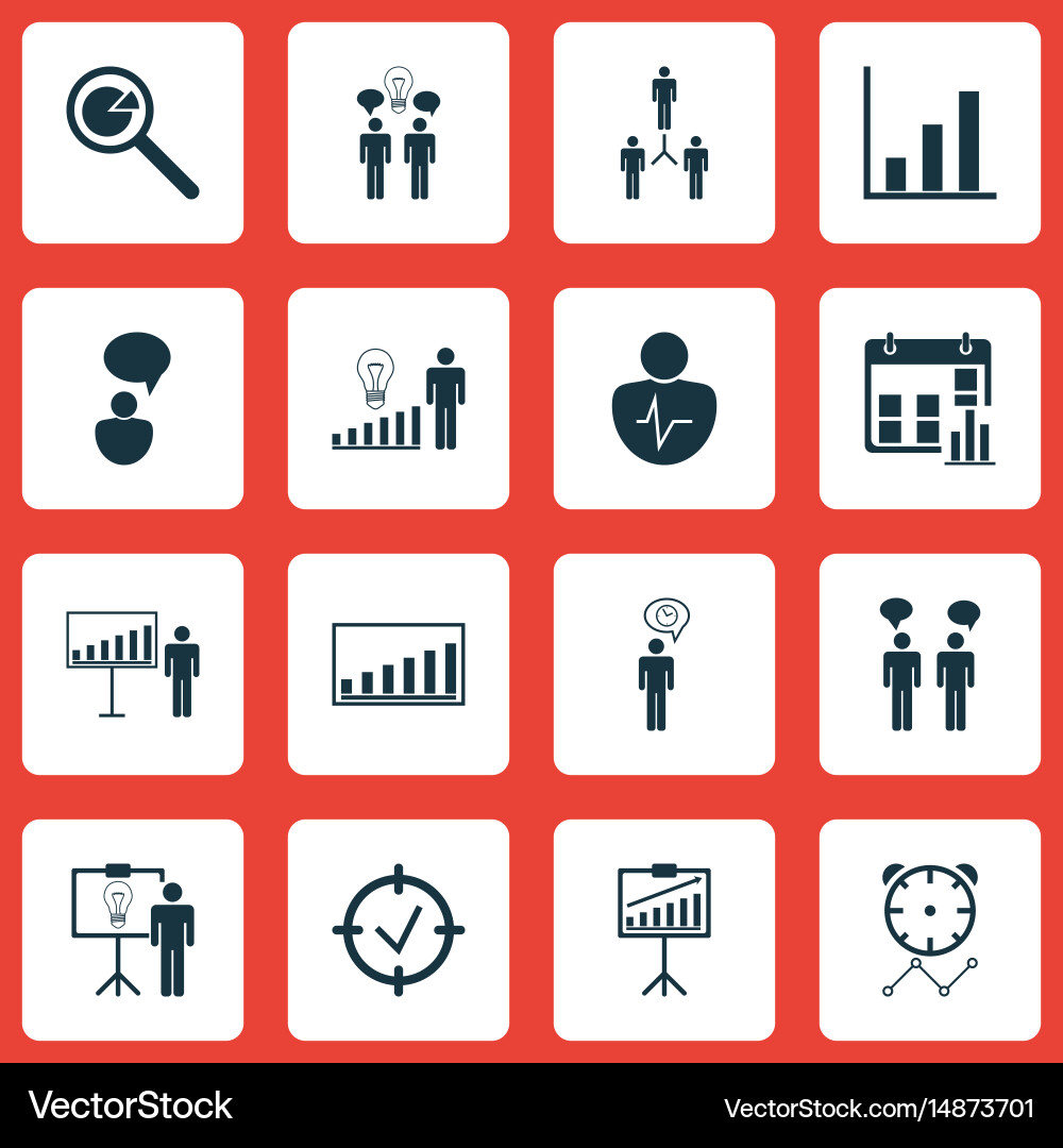 Set of 16 board icons includes project Vector Image