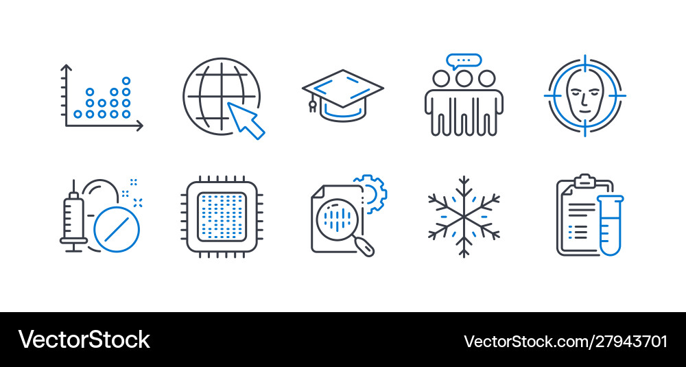 Set science icons such as dot plot cpu Set science icons such as dot plot cpu vector image
