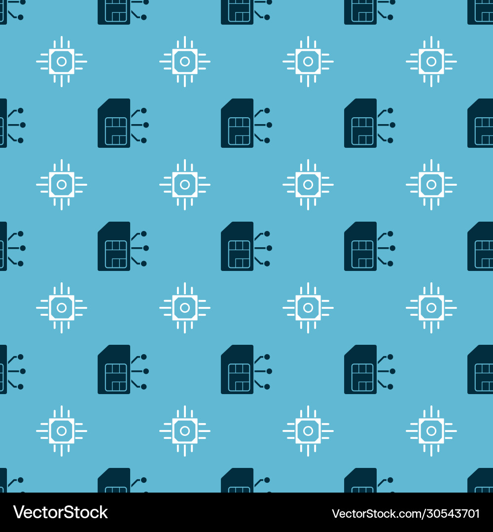 Set sim card and processor on seamless pattern Set sim card and processor on seamless pattern vector image