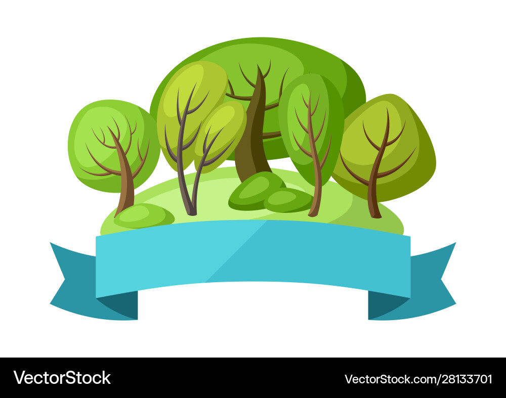 Spring or summer background with stylized trees vector image