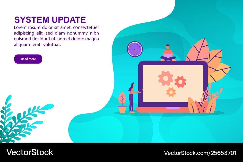 System update concept with character template System update concept with character template vector image