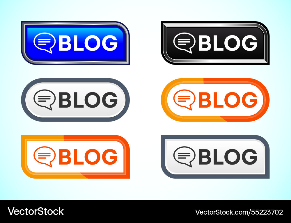 Blog button set of different shapes and colors Blog button set of different shapes and colors Vector Image
