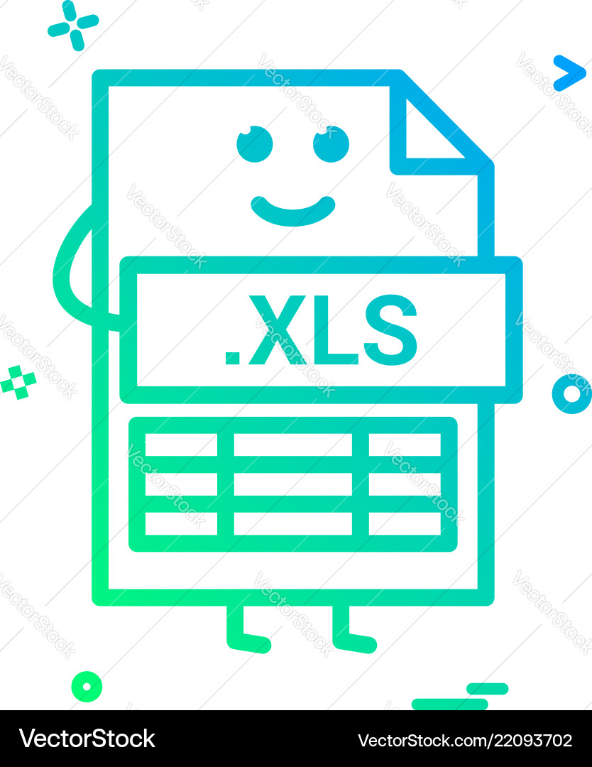 Computer xls file format type icon design Computer xls file format type icon design vector image