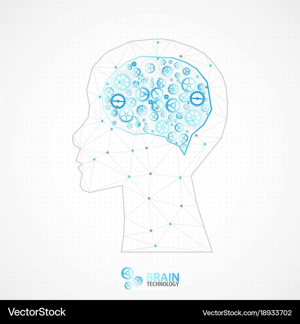 Creative brain concept background with triangular Vector Image
