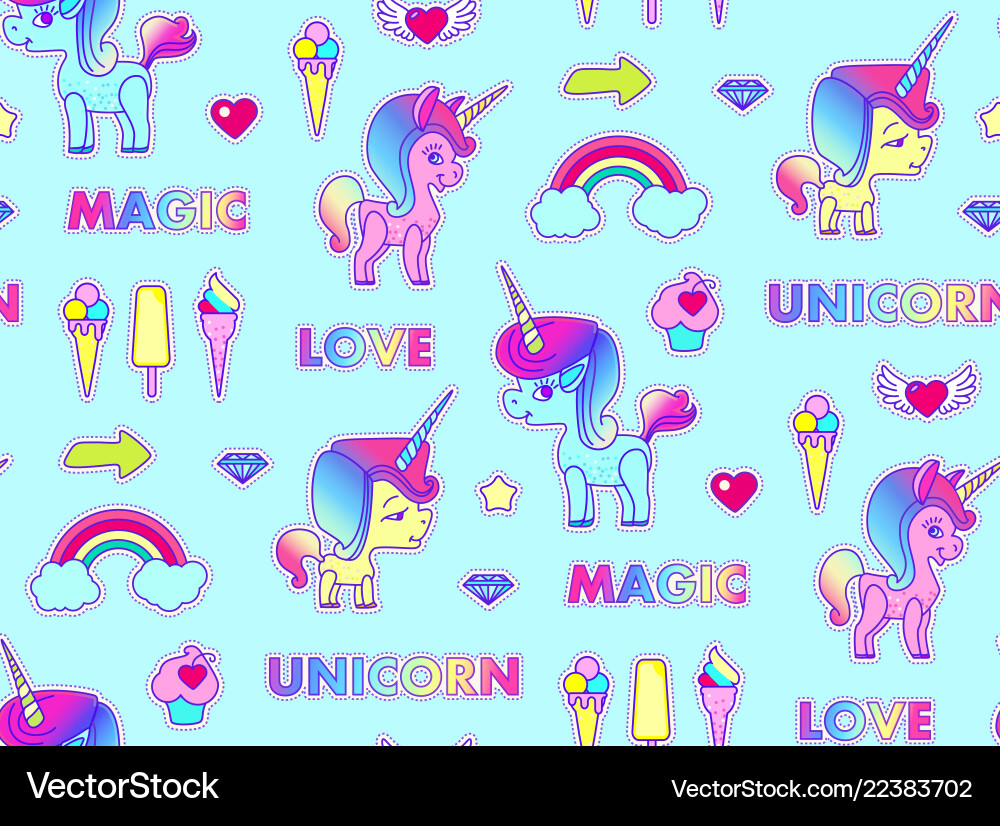 Cute unicorn seamless pattern magic dream kids Cute unicorn seamless pattern magic dream kids vector image