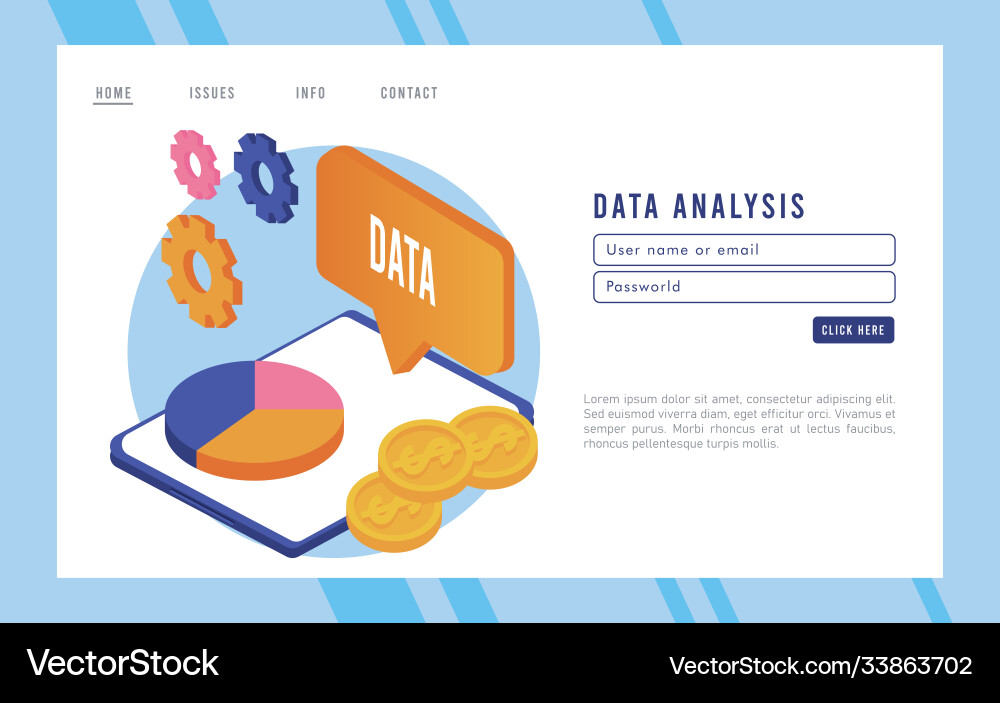 Data analysis tech with tablet device Data analysis tech with tablet device Vector Image
