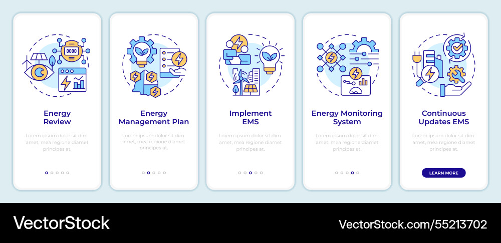 Ems system steps onboarding mobile app screen Ems system steps onboarding mobile app screen vector image