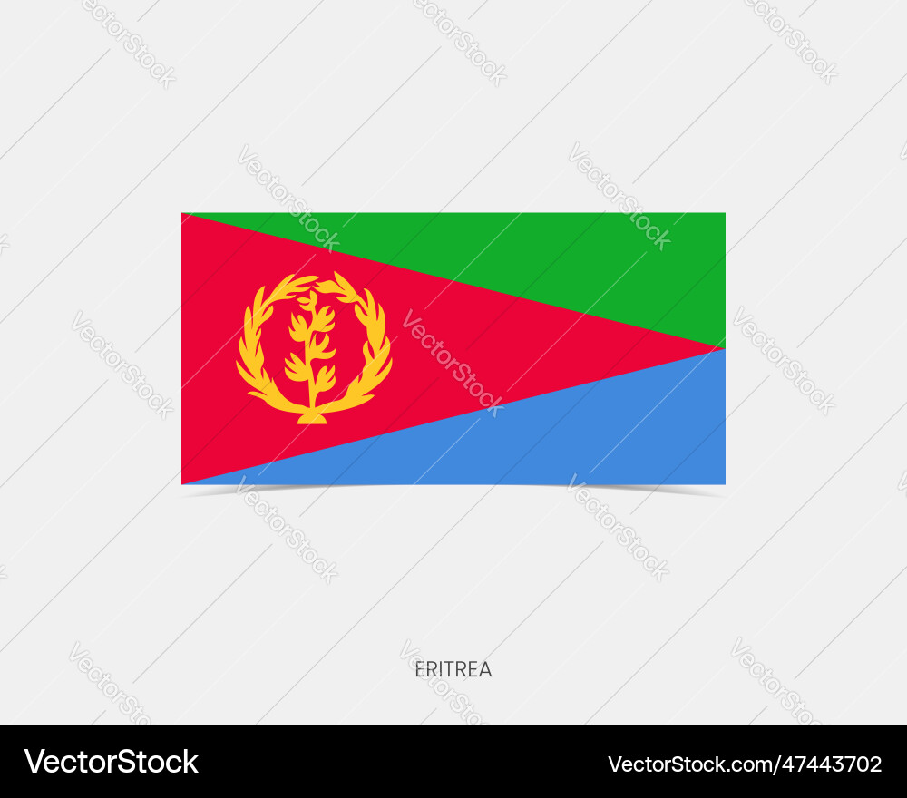 Eritrea Rechteck-Flag-Symbol mit Schatten vektorbild