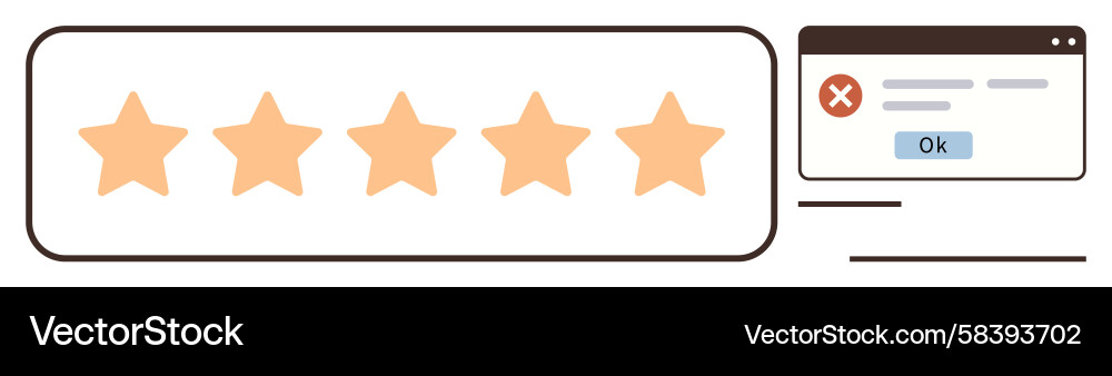 Five-Star Rating with Error Popup Vector Image